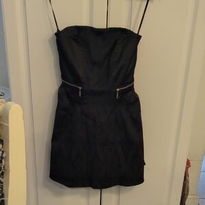 Forever 21 Black Strapless Dress with Zipper Accents